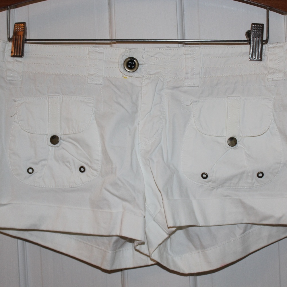 White Mid Rise Shorts